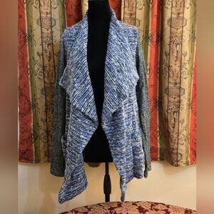 Lucky Brand Charcoal, Blue And White Tweed Knit Sweater
